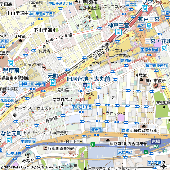 Ｒ＆Ｂホテル神戸元町付近の地図